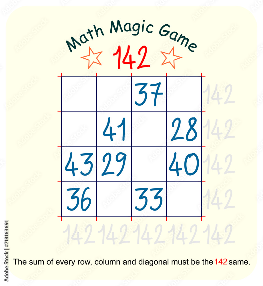 Magic math game. (Magic square) Recreational mathematics and ...