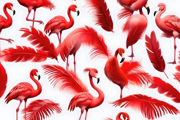Wall Mural - seamless pattern of flamingos