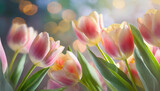 Fototapeta Tulipany - piękne wiosenne kwiaty tulipany, dekoracja generative ai