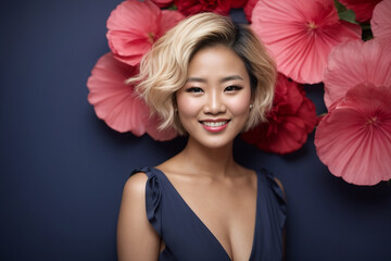 Wall Mural - Asian young woman fashion portrait in the studio