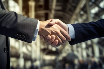 Close up of handshake in the office, Business people shake hands, Close up of business people shaking hands, Ai generated