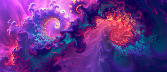 Wall Mural - Abstract festive background with burning fantastic swirl. Fantasy Mandelbrot fractal patterns. Festive wallpaper.  