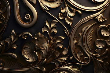 Poster - black and gold metal abstract background