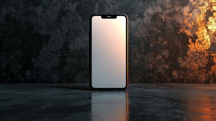 New mobile phone model presentation on dark background, smartphone flatlay mockup as app template and brand marketing design.