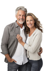 Smiling Mature Couple in Neutral-Toned Casual Wear