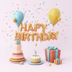 Vector realistic isolated golden balloon text of Happy Birthday on the transparent background. Concept of celebration and happy birthday holiday.