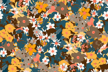 Wall Mural - Seamless pattern with colorful pattern of abstract flowers