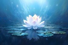 Lotus Flower In A Blue Pond