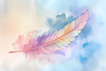 Wall Mural - Colorful feather  watercolor illustration