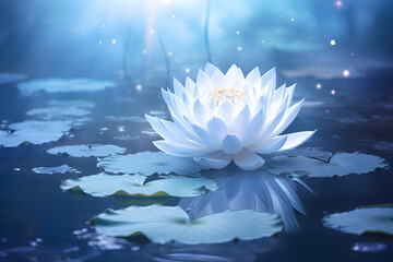 lotus flower in a blue pond