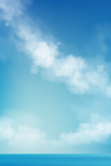 Wall Mural - sky blue,cloud background,horizon spring clear sky in morning by the beach,vector illustration verti