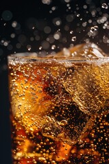 Canvas Print - A close up view of a glass of soda. Perfect for advertising or illustrating refreshing beverages