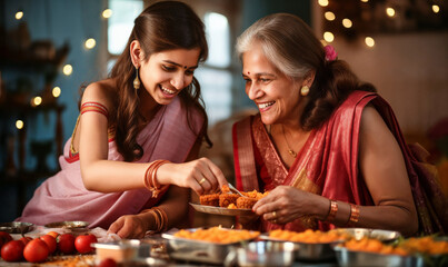 Sweets for Diwali: Grandmother and Granddaughter Making Laddoos Together