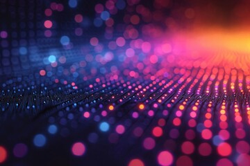 Poster - Monochromatic Symphony of Light and Data: Abstract Waves Formed by Dynamic Particles in a Seamless Digital Pattern, Generative AI