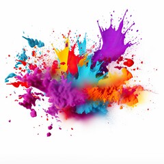 Wall Mural - Color Splashes for Holi in White Background