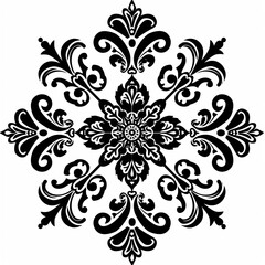 Wall Mural - Victorian ornament with a black outline drawing on a white background