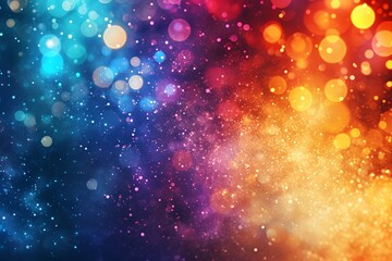 Wall Mural - Glowing Sparkles in Orange, Blue, Purple Bokeh