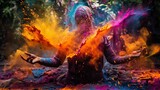 Fototapeta  - Splashes of paint for Holi in nature