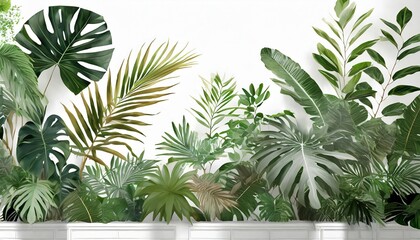  tropical leaves and plants tropical branches art drawing on a white background wall murals in the interior