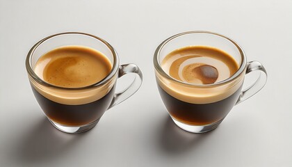 Wall Mural - two glass cups of espresso with coffee crema