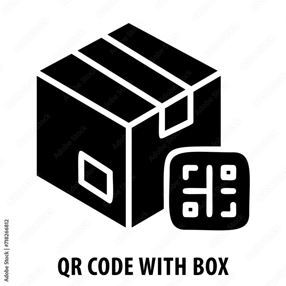 Illustration Stock QR code with box, barcode, scanning, QR code ...