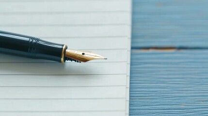 Wall Mural - A fountain pen sitting on top of a piece of paper, AI