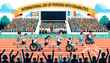 © Bartek - Illustration of a sports event where athletes with disabilities compete fiercely, cheered on by an enthusiastic crowd, with 'International Day of Persons with Disabilities' displayed on a large screen