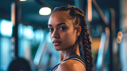 Wall Mural - a young woman in a gym