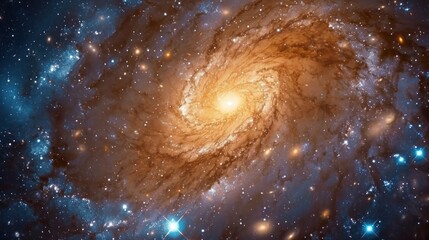 Wall Mural -  a close up of a spiral galaxy with a star in the middle of the image and a blue star in the middle of the space in the middle of the middle of the image.