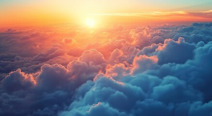 Wall Mural -  the sun is setting over the clouds as seen from the window of an airplane on the way to the nearest part of the island of the island of the island.
