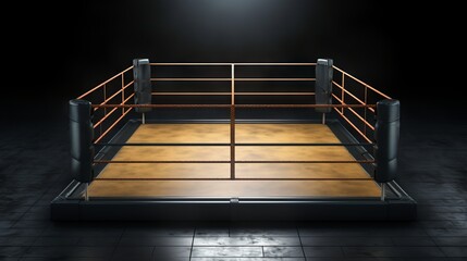 Wall Mural - Empty Professional boxing ring. Concept of sports, competition, boxing match, professional arena, spotlight.