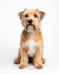 Wall Mural - Wheaten terrier dog sitting on a white background.