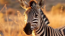 Zebra Close Up On A Natural Background.
