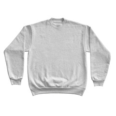 Wall Mural - Blank Long Sleeve Sweatshirt Heather Grey Front View Template Mockup on Transparent Background