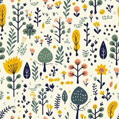 Spring seamless pattern tile in flat illustration design