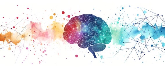 Wall Mural - a white background with a brain and geometric images generative ai