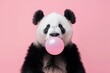 Panda blowing bubble gum. AI generative art