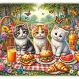 Fototapeta Most - Kittens having a picknick