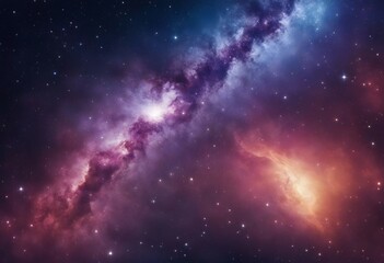 Wall Mural - Universe with Galaxy, Stars, Colorful Nebula and Mystical Lightning
