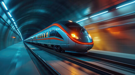 Wall Mural - high speed rail with motion blur