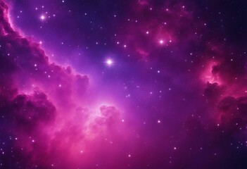 Wall Mural - Outer Space Wallpaper Contemporary Nebula Panorama with Pink and Purple Colors Clouds and Stars