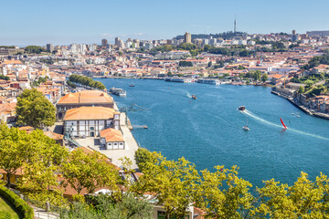 Sticker - Aerial view of Ribeira and the Douro river in Porto, Portugal