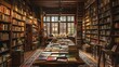 an antique bookstore with floor-to-ceiling shelves filled with books, offering a cozy and nostalgic ambiance