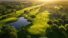 Aerial View Over A Golf Course In Sunshine