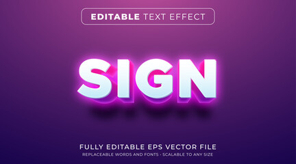Wall Mural - editable text effect in glowing bold neon style