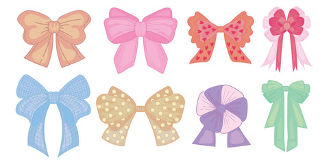 Wall Mural - Set of color bows on white background