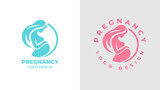 Fototapeta  - Pregnant woman logo desgn vector, Pregnancy logo Design Vector, woman pregnant Idea logo design inspiration Pregnancy healthcare minimal logo design template, maternity logo.