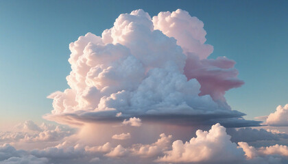 Wall Mural - Soft pastel clouds 3D illustration on white background. Fantasy sky graphic element.