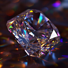 Wall Mural - diamond with intricate cuts, reflecting a spectrum of colors against a dark, elegant background, emp