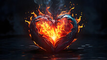 Illustration Of A Heart Ablaze, Symbolizing Inner Struggles - AI